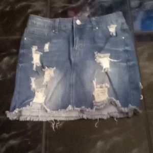 Jean skirt worn look, 98 cotton 2 spandex